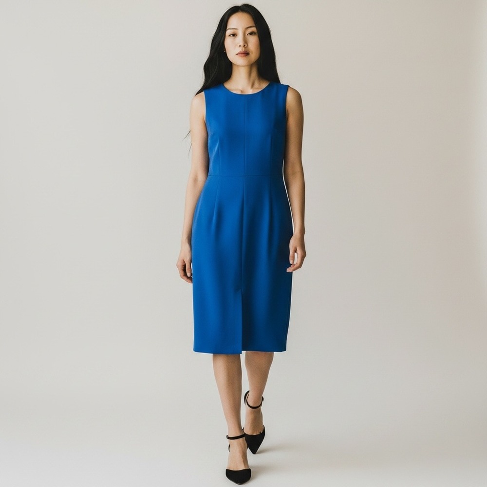 Banana‎ Republic New Preppy Office Career Sheath Dress 16 Teal Blue Sleeveless